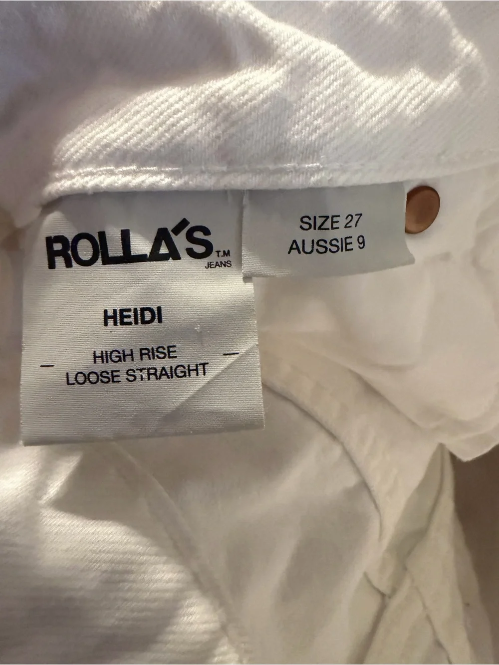 Rollas White Heidi High Rise Loose Straight Jeans Size 27